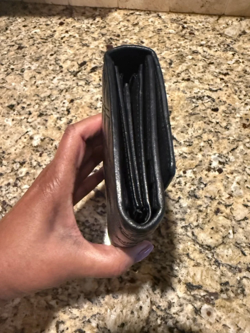 MCM Black Quilted Leather Clutch with Gold Accents - Picture 4 of 10